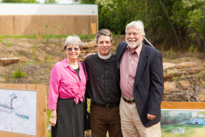 St. Margaret's Rector, Rev. Peter Mayer, with Riverkeeper Fred and Nancy Kelly at the ribbon-cutting