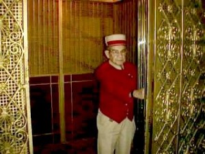 Birdcage elevator operator back in the day at The Hotel Del